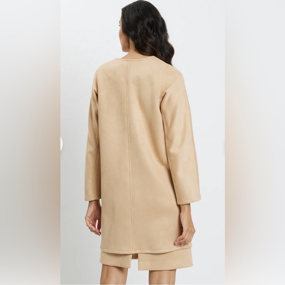 Jude Connally Faux Suede Emerald Green Long Open Front Birdie Jacket - Picture 3 of 9